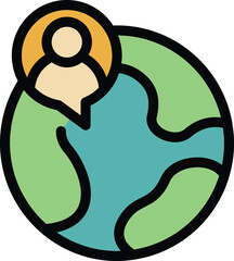 Poster - global vacant job icon outline vector. team post. recruit chair color flat
