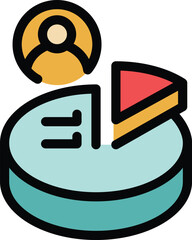 Poster - pie chart vacancy icon outline vector. candidate post. team hiring color flat