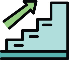Poster - job stairs career icon outline vector. team post. vacant chair color flat