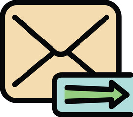 Poster - send cv email icon outline vector. team post. office interview color flat