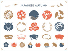 日本の秋のアイコンとシンボルコレクション