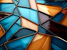 Colorful Glass Abstract Background With Gold Elements. Generative AI