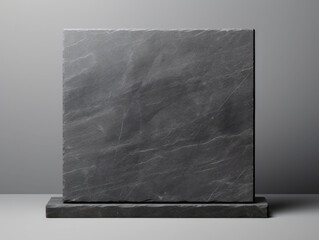 Aufkleber - Black marble podium on gray background. Mock up. Generative AI