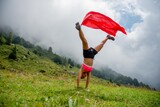 Fototapeta  - Girl doing somersaults