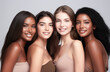 © Victor - Beauty portrait of a diverse group of beautiful women with perfect, natural, glowing skin. Multi-ethnic group as a concept of women united with diversity of origins and beliefs. Generative AI.