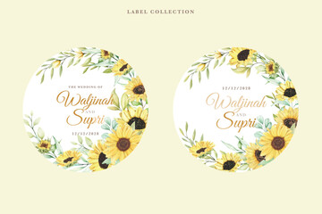 Poster - hand drawn sunflower labels design