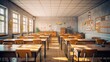 © visoot - Classroom, Chairs and table in an empty classroom.