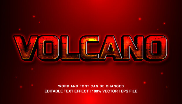 Volcano editable text effect template, red neon light futuristic style typeface, premium vector