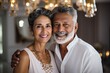 Portrait of wealthy mature indian couple in luxury home