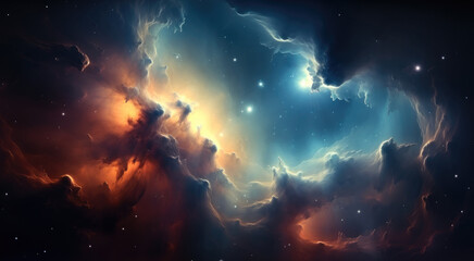 Aufkleber - Cosmic galaxy background with nebula, stardust and bright shining stars, Galaxy.