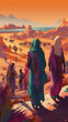 Bedouin Lifestyle at Saudi Arabian Desert - Generative AI Illustration