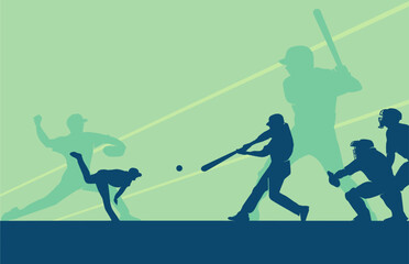 Wall Mural - premium illustration of baseball game silhouette best for your digital graphic and print