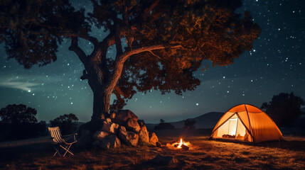 Wall Mural - camping in the night
