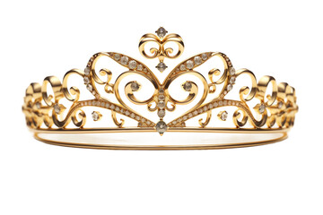 golden tiara isolated on a transparent background, generative ai