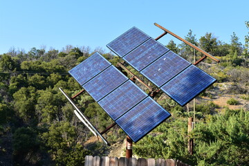 Solar Panels on Stand in Rural Area of Northern California 