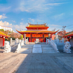 Canvas Print - Nagasaki, Japan - Nov 28 2022: Confucius Shrine (Koshi-byo) built in 1893 by Nagasaki's Chinese community dedicated to the revered Chinese philosopher Confucius in Japan