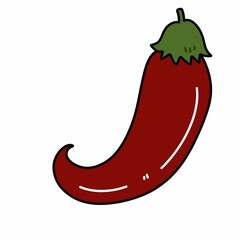 Sticker - red chili cartoon on white background