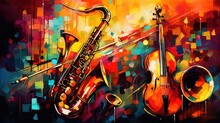 Jazz Music Background Watercolor Style Arts