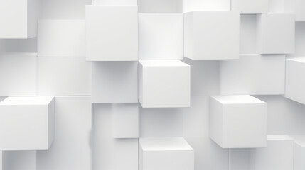 Poster - white cube boxes playfully obstructing the background