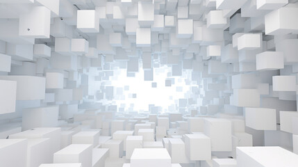 Poster -  shifted white cube boxes block background wallpaper