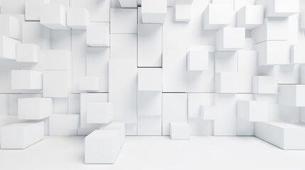 Poster - stylish visual representation of white cube boxes playfully obstructing the background