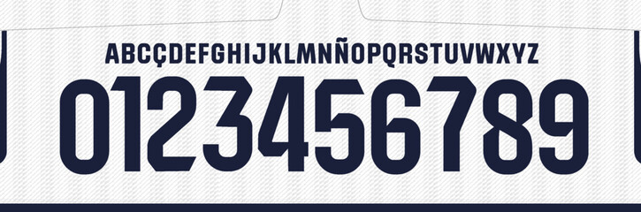 Wall Mural - font vector team 2023 - 2024 kit sport style font. real madrid font. football style font with lines inside. sports style letters and numbers for soccer team