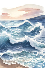 Poster - Ocean waves watercolor illustration