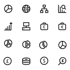 Canvas Print - Collection of Finance and Analysis Bold Line Icons

