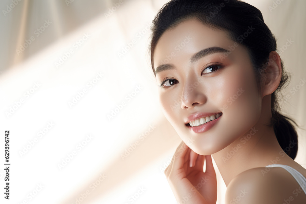 Portrait of beauty asian woman with perfect healthy glow skin facial ...