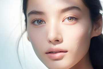 Portrait of beauty asian woman with perfect healthy glow skin facial