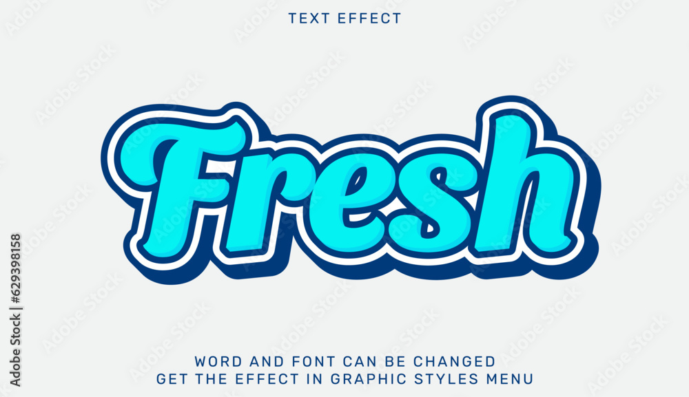 Fresh text effect template in 3d design. Text emblem for advertising ...