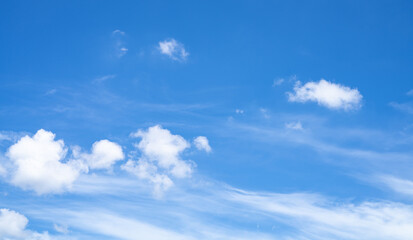 Wall Mural - beautiful blue sky and white cumulus clouds abstract background. cloudscape background. blue sky and