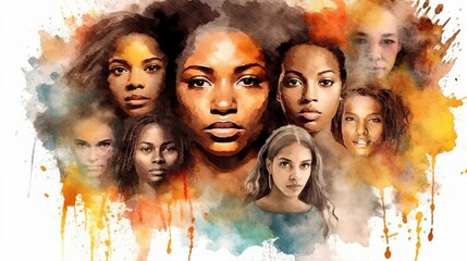 Wall Mural - black history month, watercolor background Generative ai