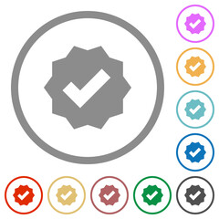 Canvas Print - Verified sticker solid flat icons with outlines