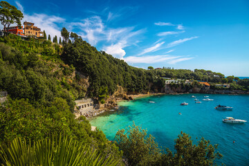 Wall Mural - Picturesque bay near Lerici with anchored boats and yachts, Italy