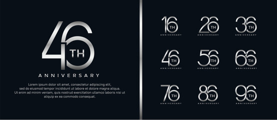 set of anniversary logo silver color on black background for celebration moment