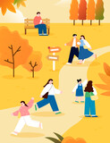 Fototapeta  - 즐거운 가을 축제 캐릭터 풍경 일러스트 01
