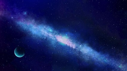 Wall Mural - fly through large clusters of stars galaxy nebula. universe. planet earth star fields space. traveli