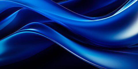 Poster - Abstract 3D blue fluid twisted wavy glass morphism. Design visual element for background, wallpaper, banner, cover, poster or header
