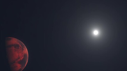 Wall Mural - Cinematic Panning View of Planet Mars with Sun