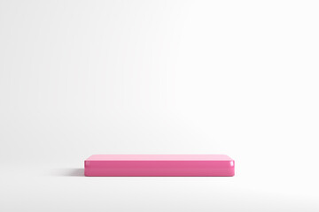 Poster - Pink rectangular podium or platform on white background for product display and presentation.