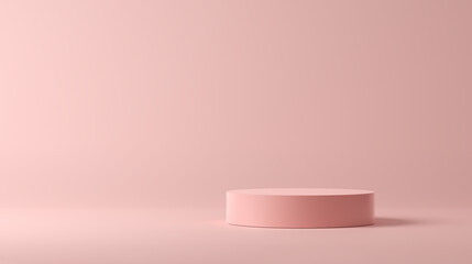 Aufkleber - Pale pink round podium on pink background.