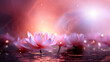 Lotusblüte in rosa im Wasser mit Bokeh in pink Farben als Hintergrund als Poster Nahaufnahme, ai generativ