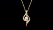 Schöne Halskette mit Anhänger in Gold mit Perle im Ornament eingearbeitet auf schwarzen Hintergrund, ai generativ