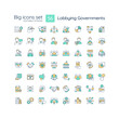 © IMG visuals icons - Editable big icons set representing lobbying government, isolated vector, thin line illustration.