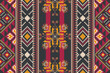 Ethnic embroidery stripes pattern. Vector ethnic geometric shape seamless pattern colorful vintage pixel art style. Ethnic geometric stitch pattern use for textile, carpet, cushion, wallpaper, etc.