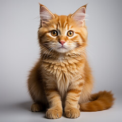 Wall Mural - Cute orange cat on a white background