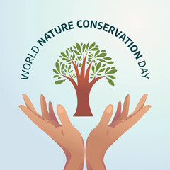 vector graphic of World Nature Conservation Day good for World Nature Conservation Day celebration. flat design. flyer design.flat illustration.