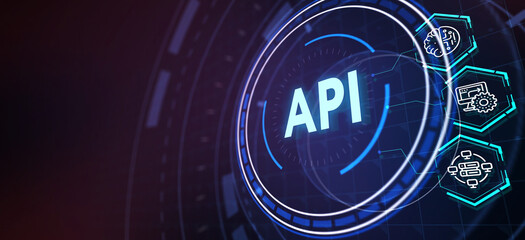 API - Application Programming Interface. Software development tool. Business, modern technology, internet and networking concept. 3d illustration