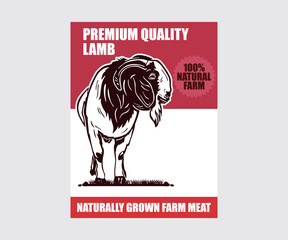 Wall Mural - PREMIUM LAMB CARD LOGO, great silhouette of healthy boer goat standing vector illusstrations. this image is perfect as sales lamb card, web  wallpaper, t-shirt print etc.